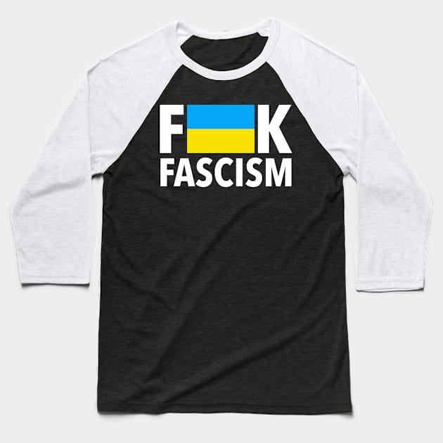 F Fascism - Censored with Ukrainian Flag (rectangle) Baseball T-Shirt by Tainted